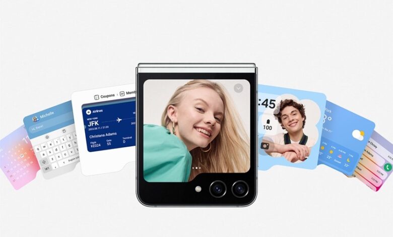 Cover Screen yang besar di Galaxy Z Flip5 dapat digunakan untuk mengakses berbagai aplikasi dan widgets