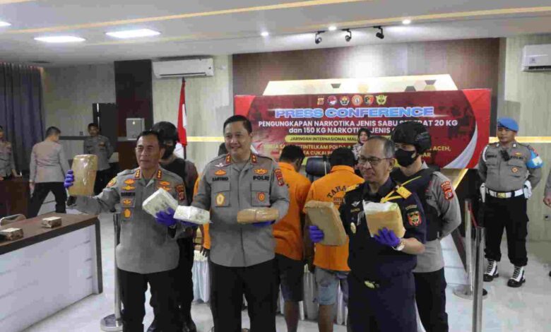 Polda Aceh Gagalkan Peredaran 20 Kg Sabu dan 150 Kg Ganja
