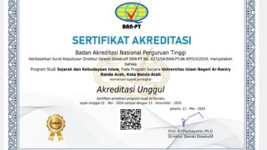 Alhamdulillah, Prodi SKI UIN Ar-Raniry Raih Akreditasi Unggul