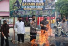 Musnahkan Barang Bukti Ganja, Kapolres Aceh Selatan Tegaskan Komitmen Berantas Narkotika